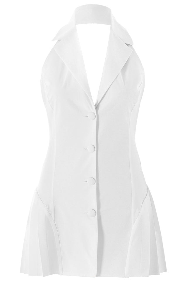 Reyna Backless Pleated Mini Dress