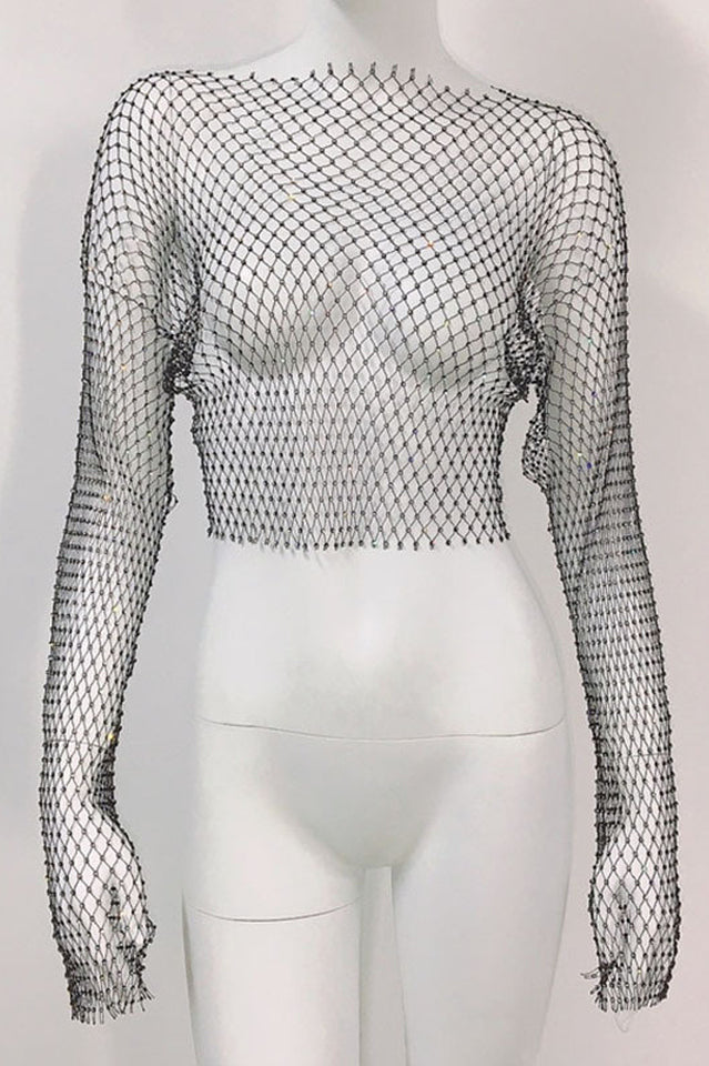 Crystal Diamond See Through Crop Top