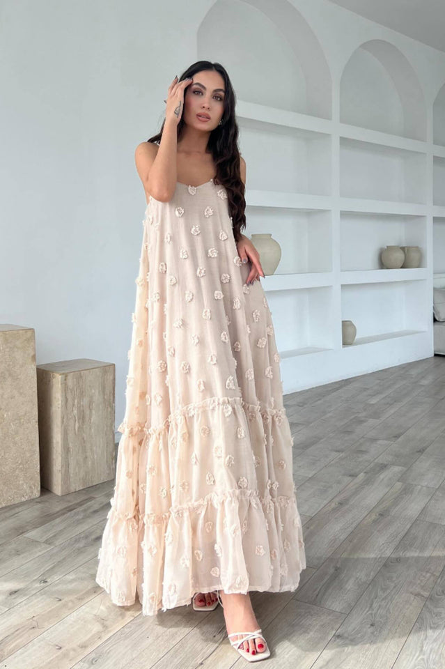 Flower Embellished Slip Dress