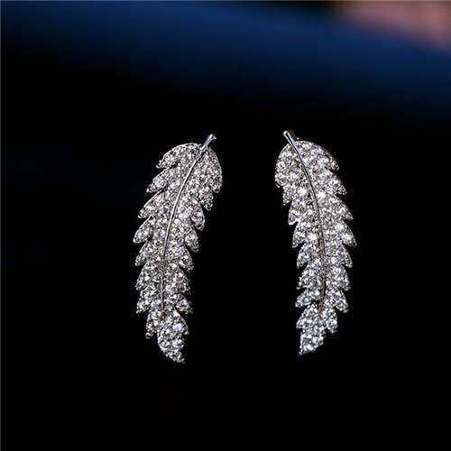 18k Platinum Plated Eternal Leaf Platinum Earrings