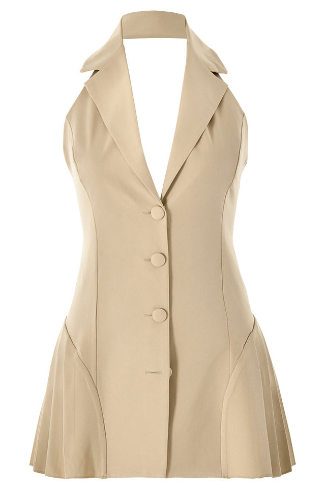 Reyna Backless Pleated Mini Dress
