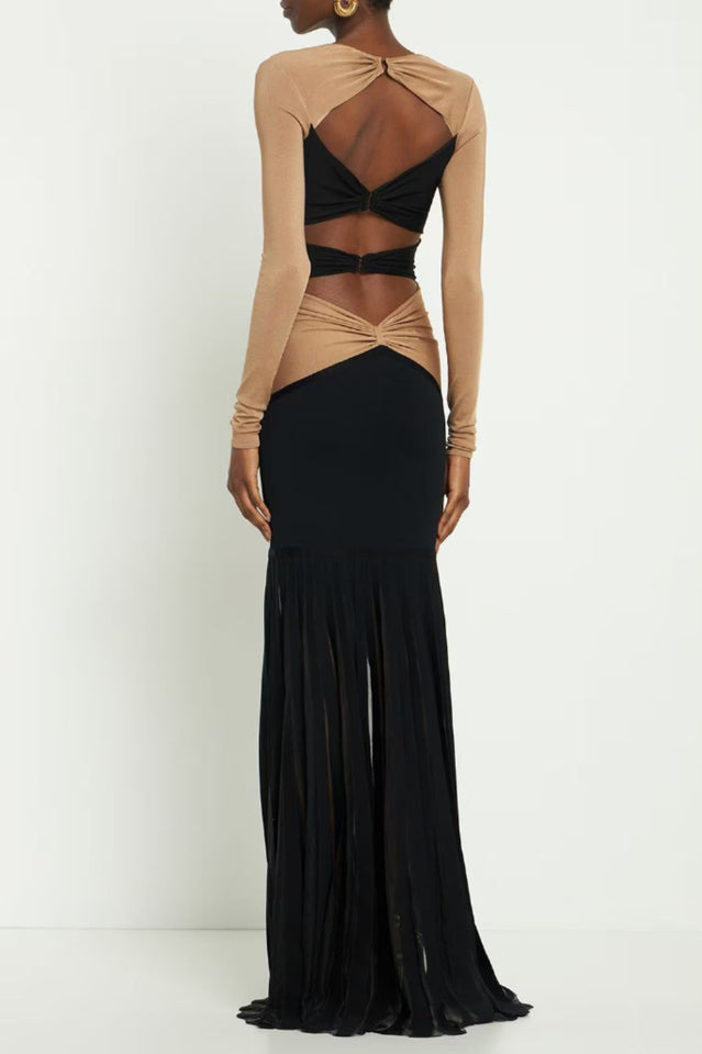 Pineapple-Embellished Cut-Out Maxi Dress