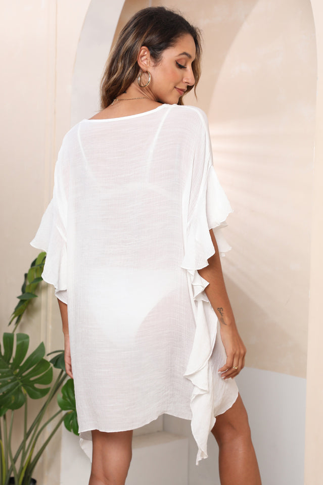 Ruffle Loose Beach Cover Up Dress