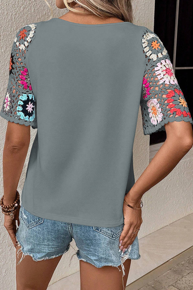 Laure Crochet Sleeve Top
