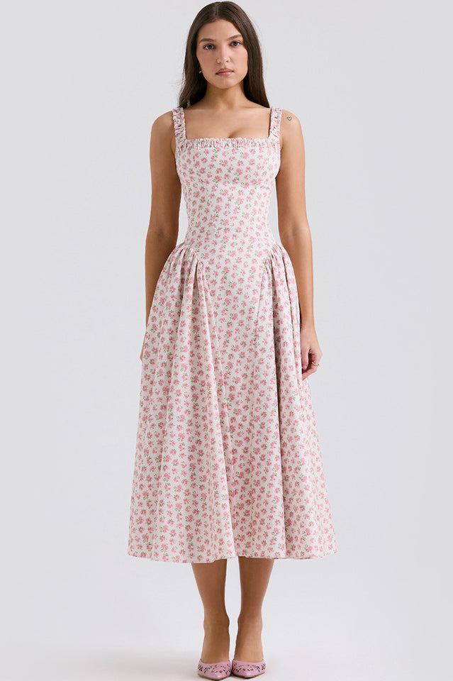 Dorothy White Rosebud Print Sundress