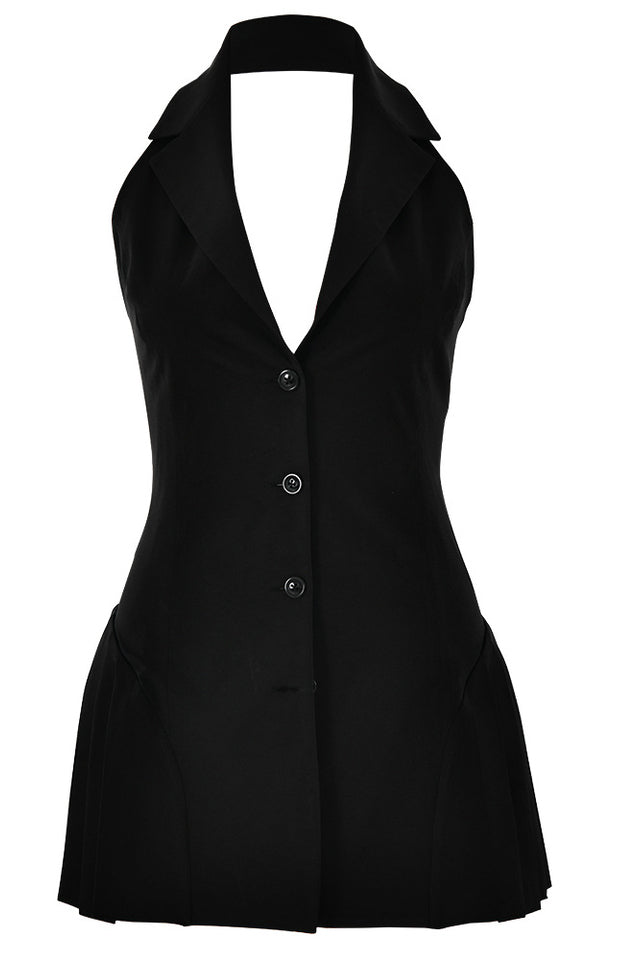 Reyna Backless Pleated Mini Dress
