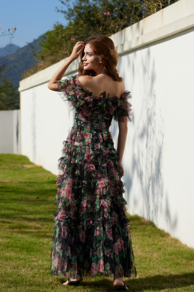 Nola Ruched Floral Maxi Dress