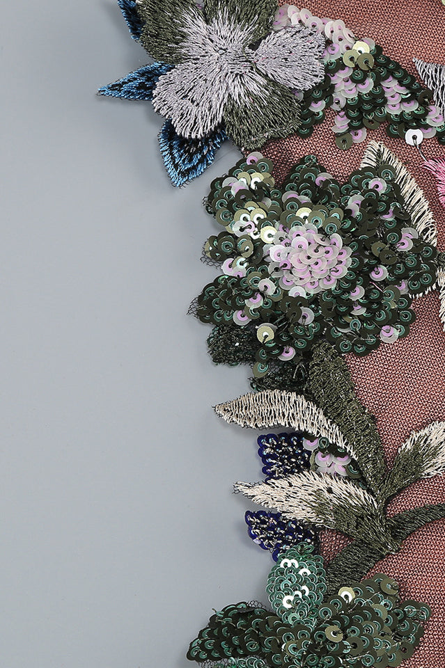 GÉRALDINE Sequin Embellished Embroidery Dress