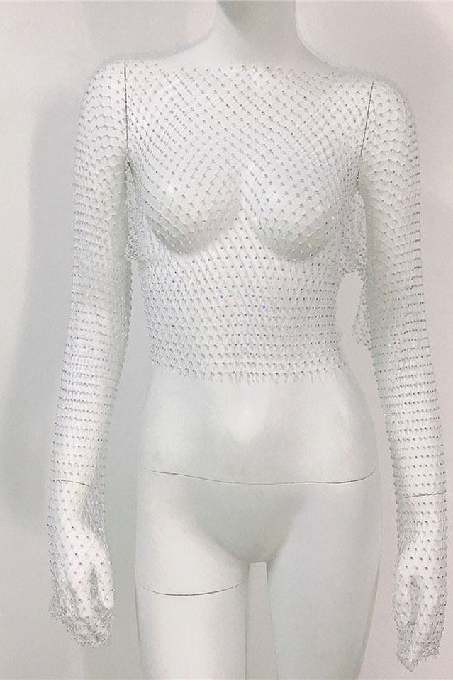 Crystal Diamond See Through Crop Top