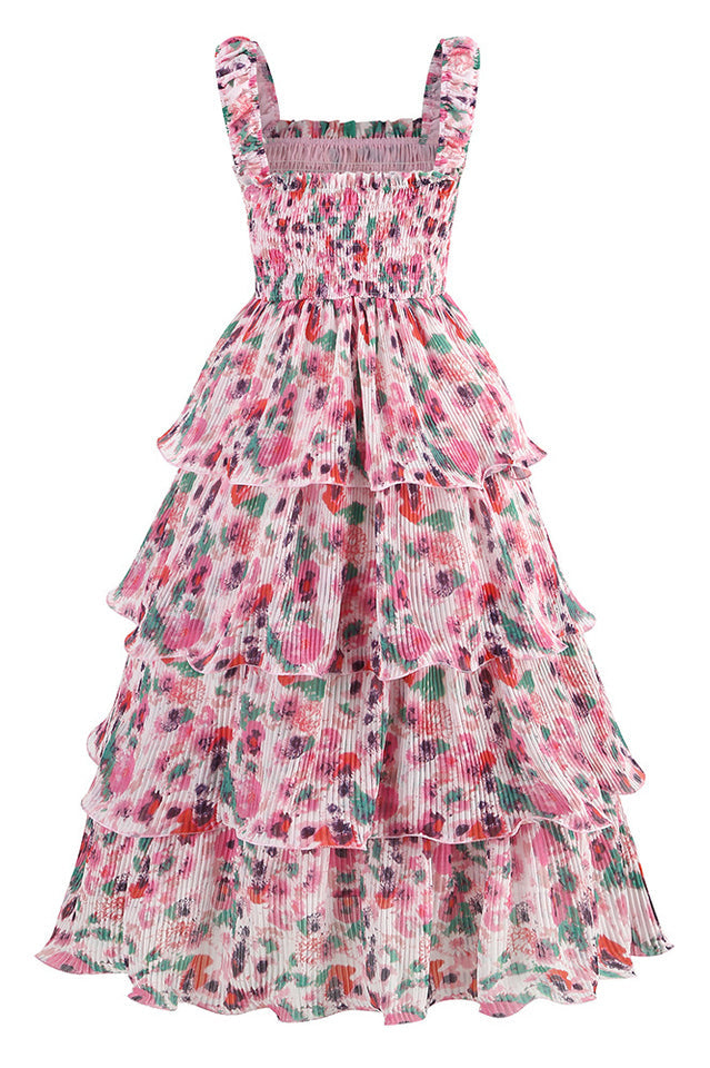 Floral Tiered Georgette Midi Dress