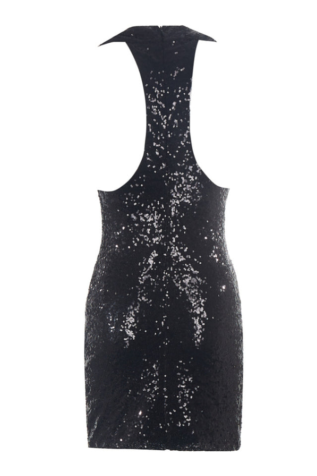 Bellamy Black Deep V Sequin Dress