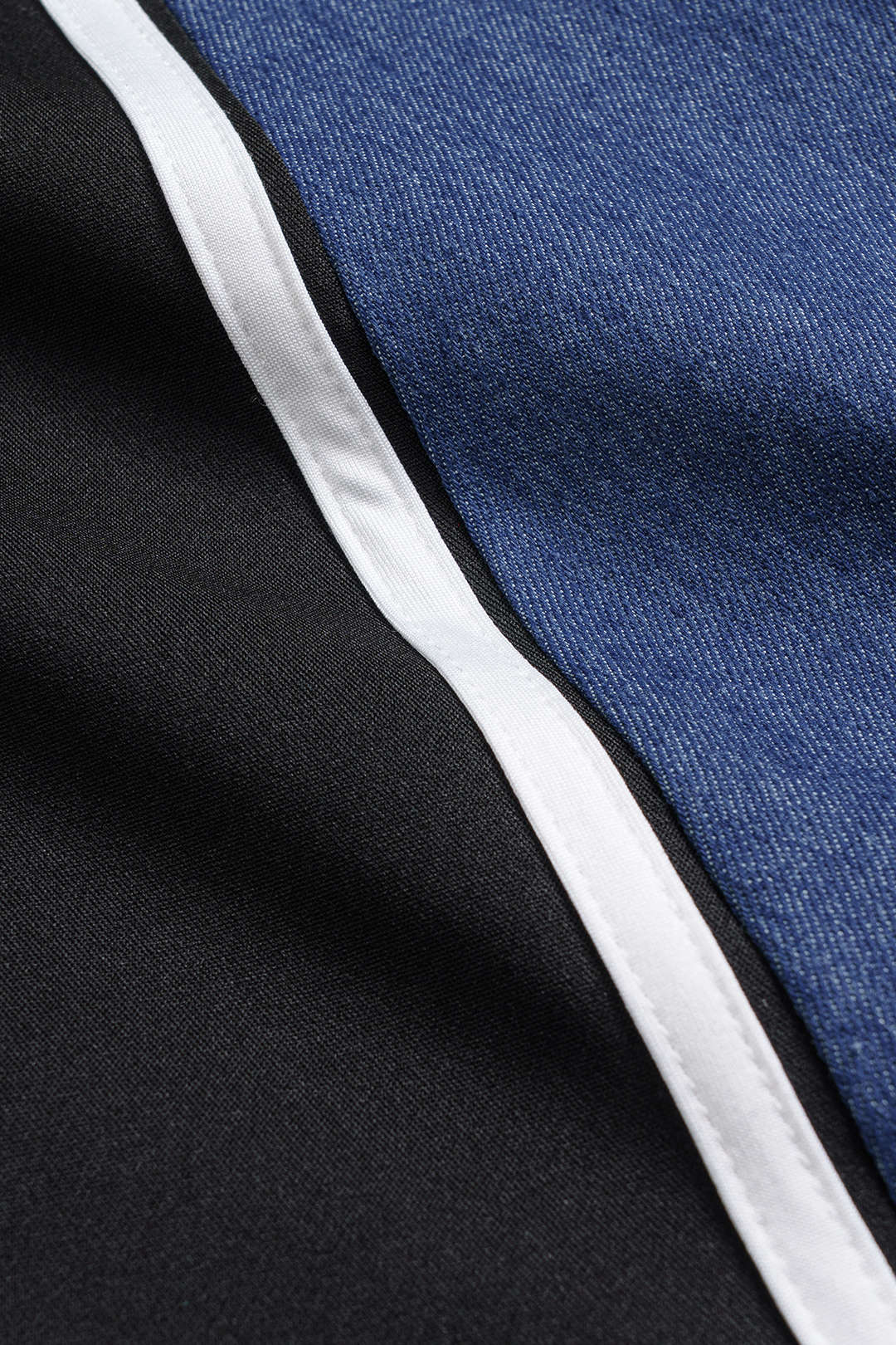 Contrast Denim Patchwork Tank Top And Drawstring Wide Leg Trousers Set