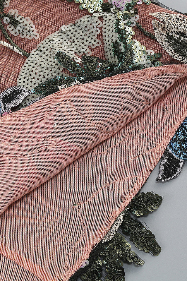 GÉRALDINE Sequin Embellished Embroidery Dress