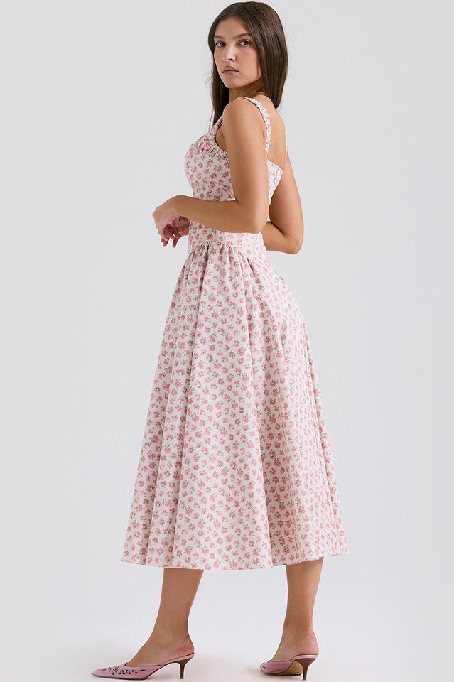 Dorothy White Rosebud Print Sundress