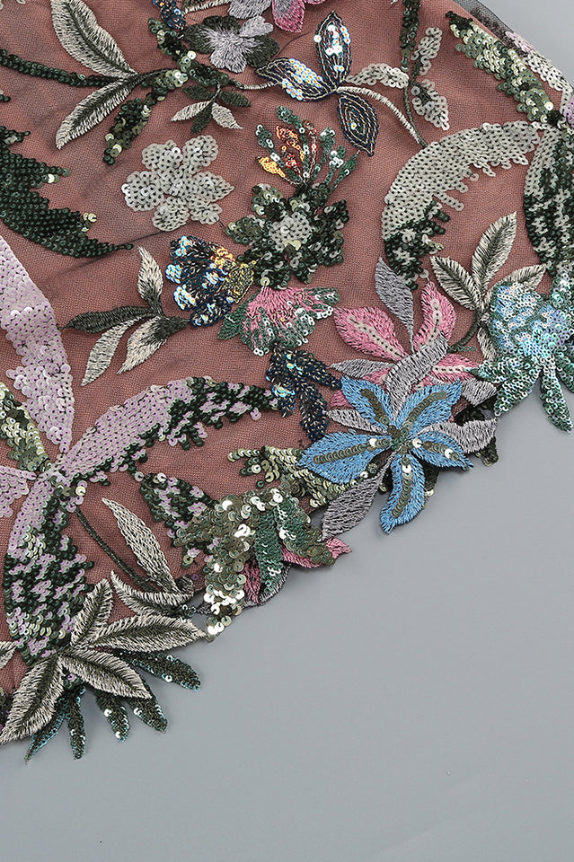 GÉRALDINE Sequin Embellished Embroidery Dress