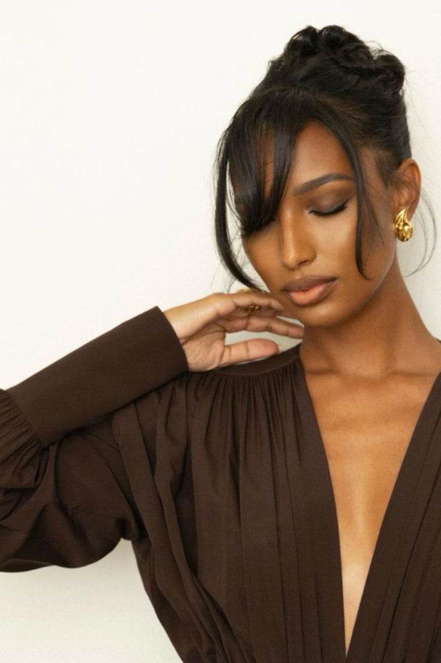 Rosey Tan Maxi Dress With Waist Belt