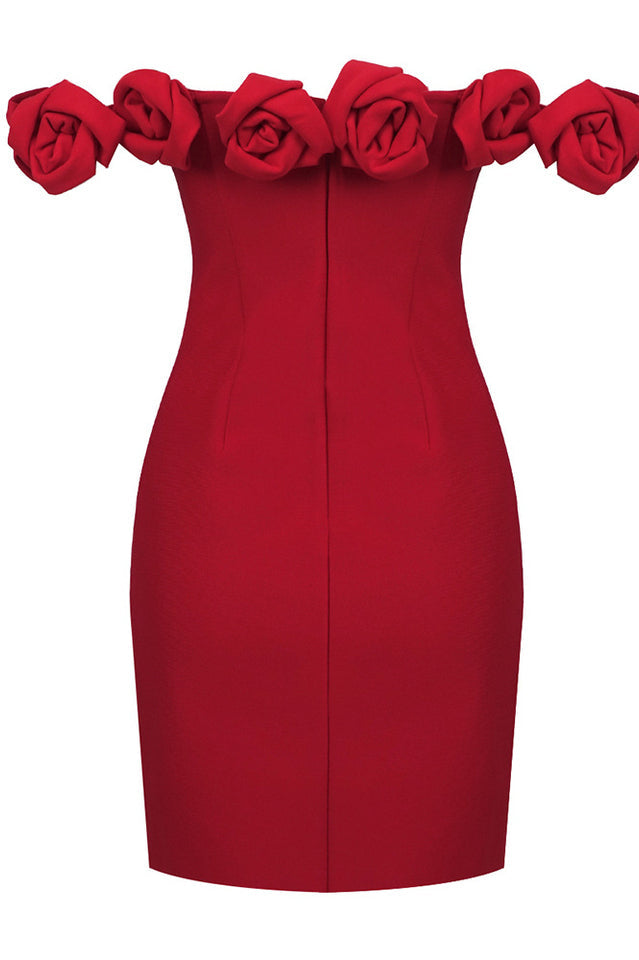Rose-Detail Mini Dress