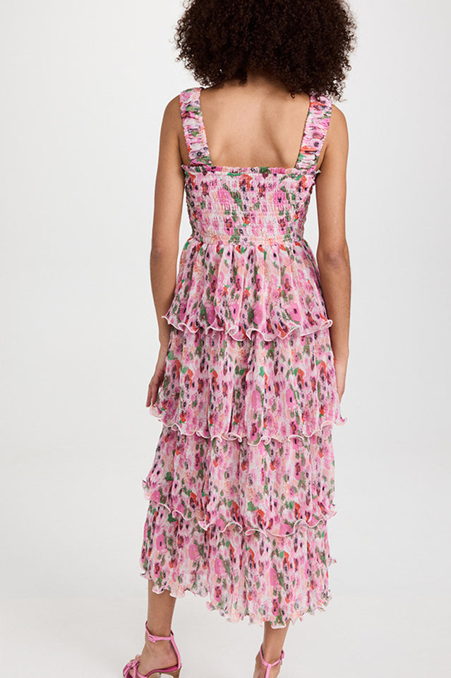 Floral Tiered Georgette Midi Dress