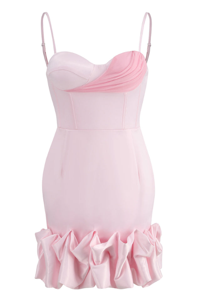 Draped Ruffle Mini Bustier Dress