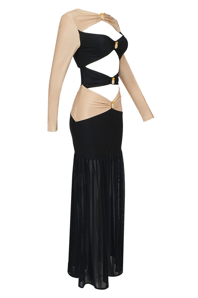 Pineapple-Embellished Cut-Out Maxi Dress