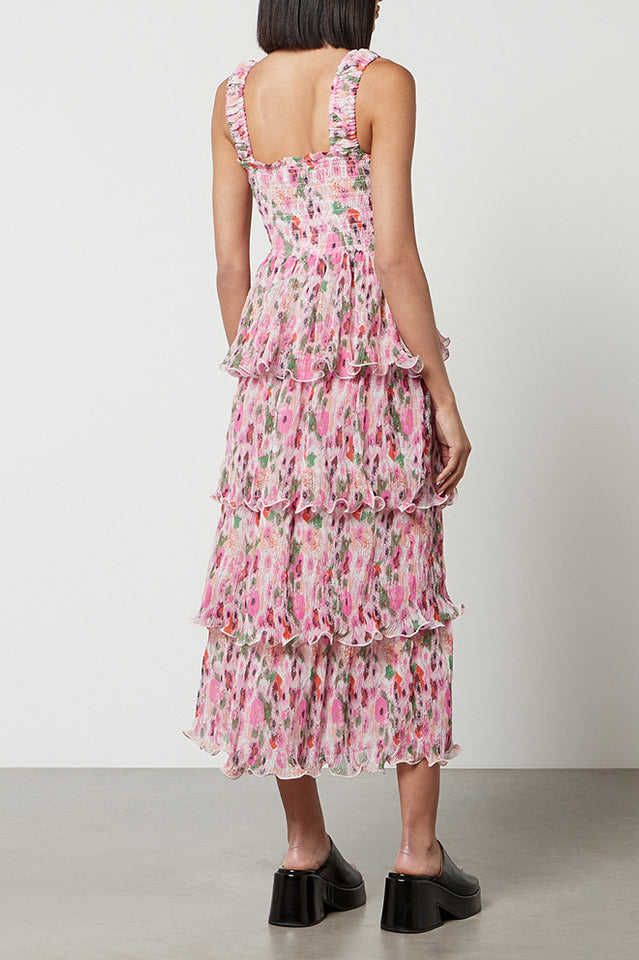 Floral Tiered Georgette Midi Dress