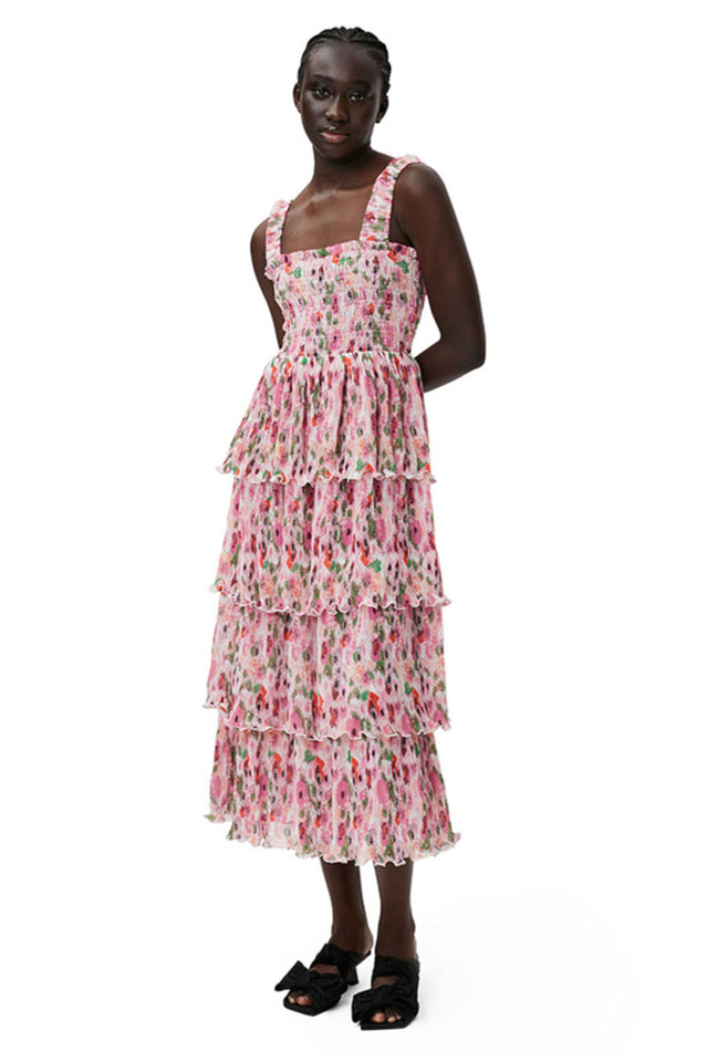 Floral Tiered Georgette Midi Dress