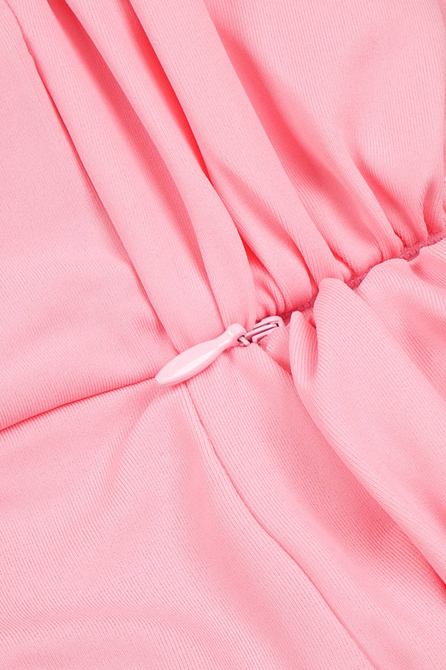 Rose-appliqué Ruched Jersey Minidress