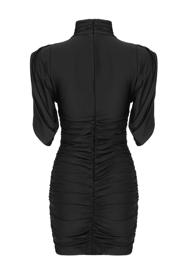 Rose-appliqué Ruched Jersey Minidress