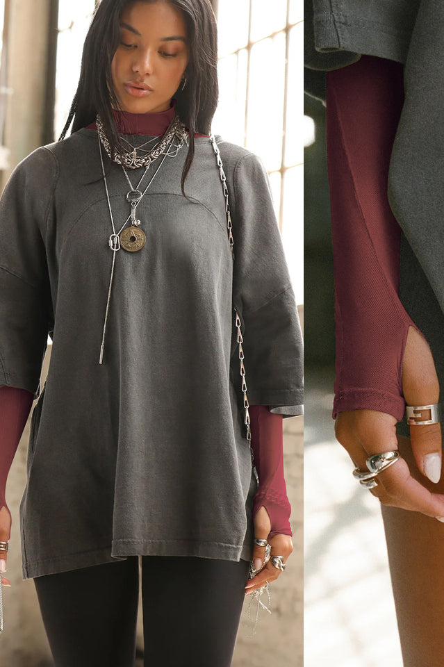 Exposed Seams Long Sleeve Top