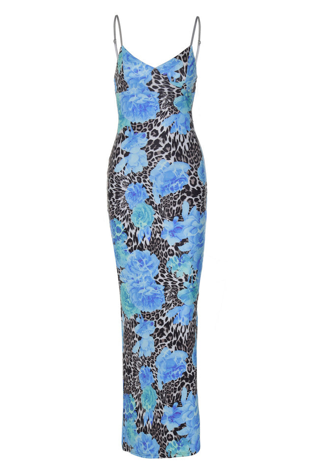 Floral & Animal Pattern Maxi Dress