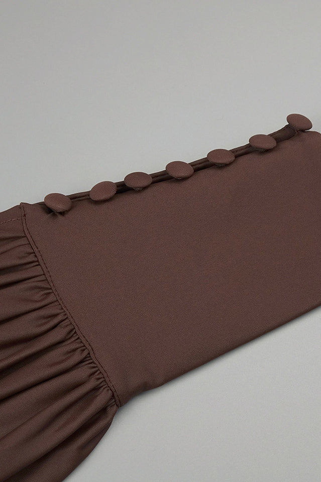 Rosey Tan Maxi Dress With Waist Belt