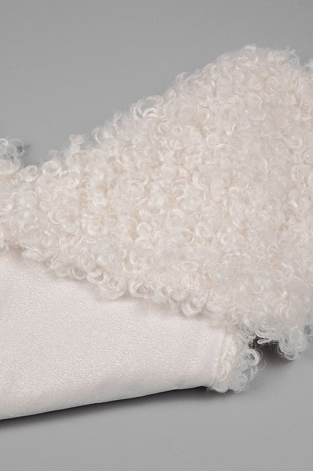 Fluffy Collared Zip Detailed Knit Dress