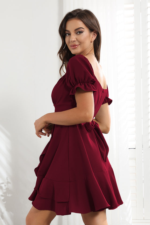 Ruffled Irregular Hem Summer Dress