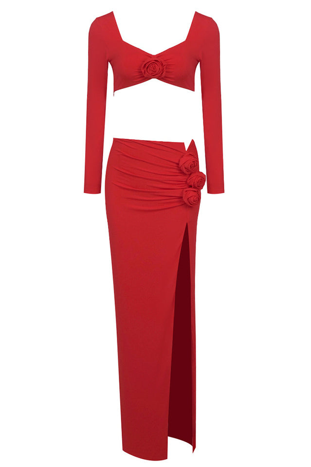 Rose High Split Maxi Dress