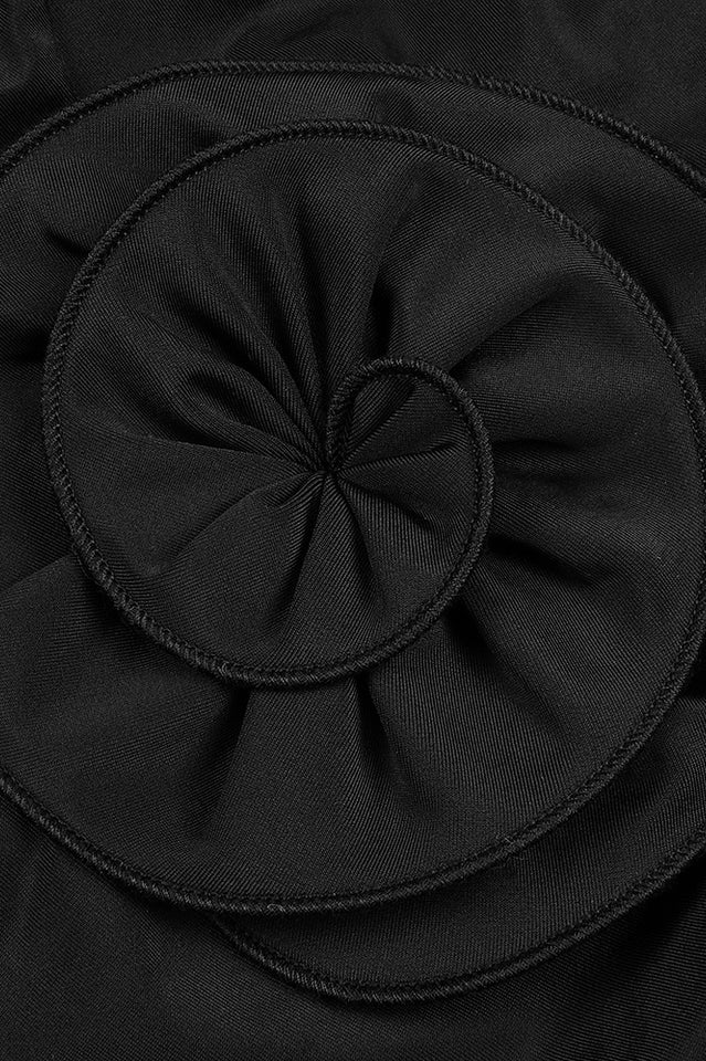 Rose-appliqué Ruched Jersey Minidress