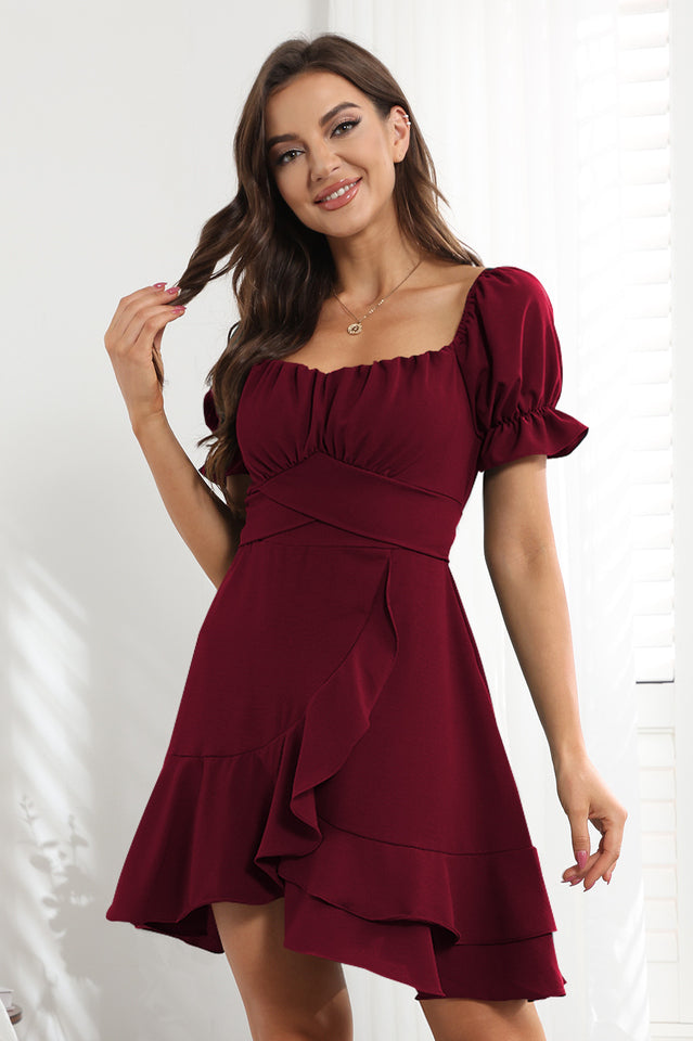 Ruffled Irregular Hem Summer Dress