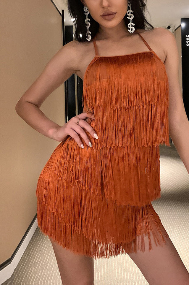 Halter Fringe Romper