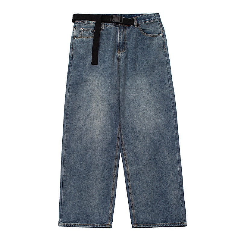 Buckle Belt Baggy Boyfriend Jeans