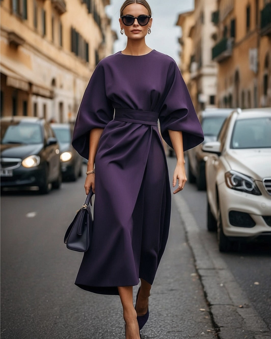 Elegant dress with balloon sleeves