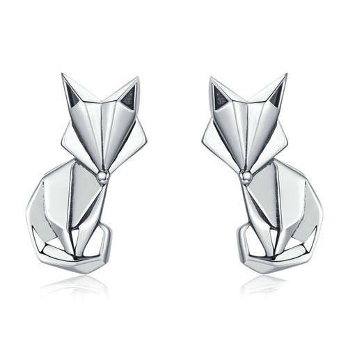 Silver Sly Fox Silver Earrings (925 Sterling Silver)