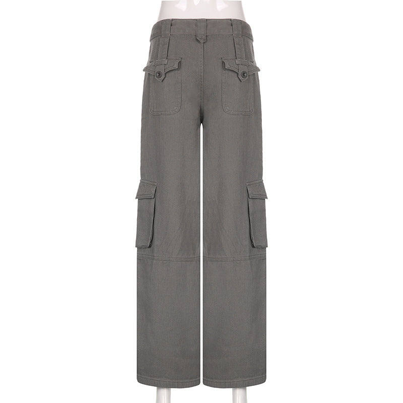 Belted Baggy Denim Cargo Jeans