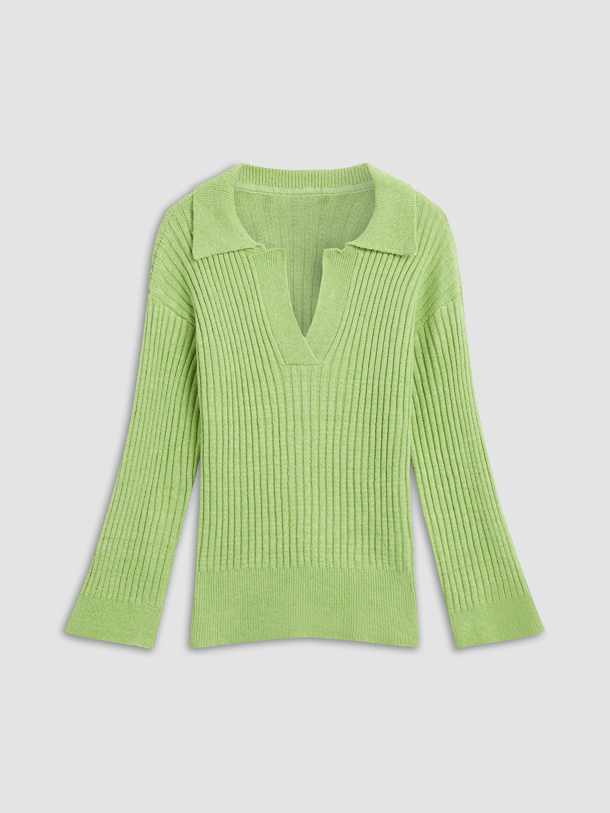 Spring Air Collared Ribbed Sweater