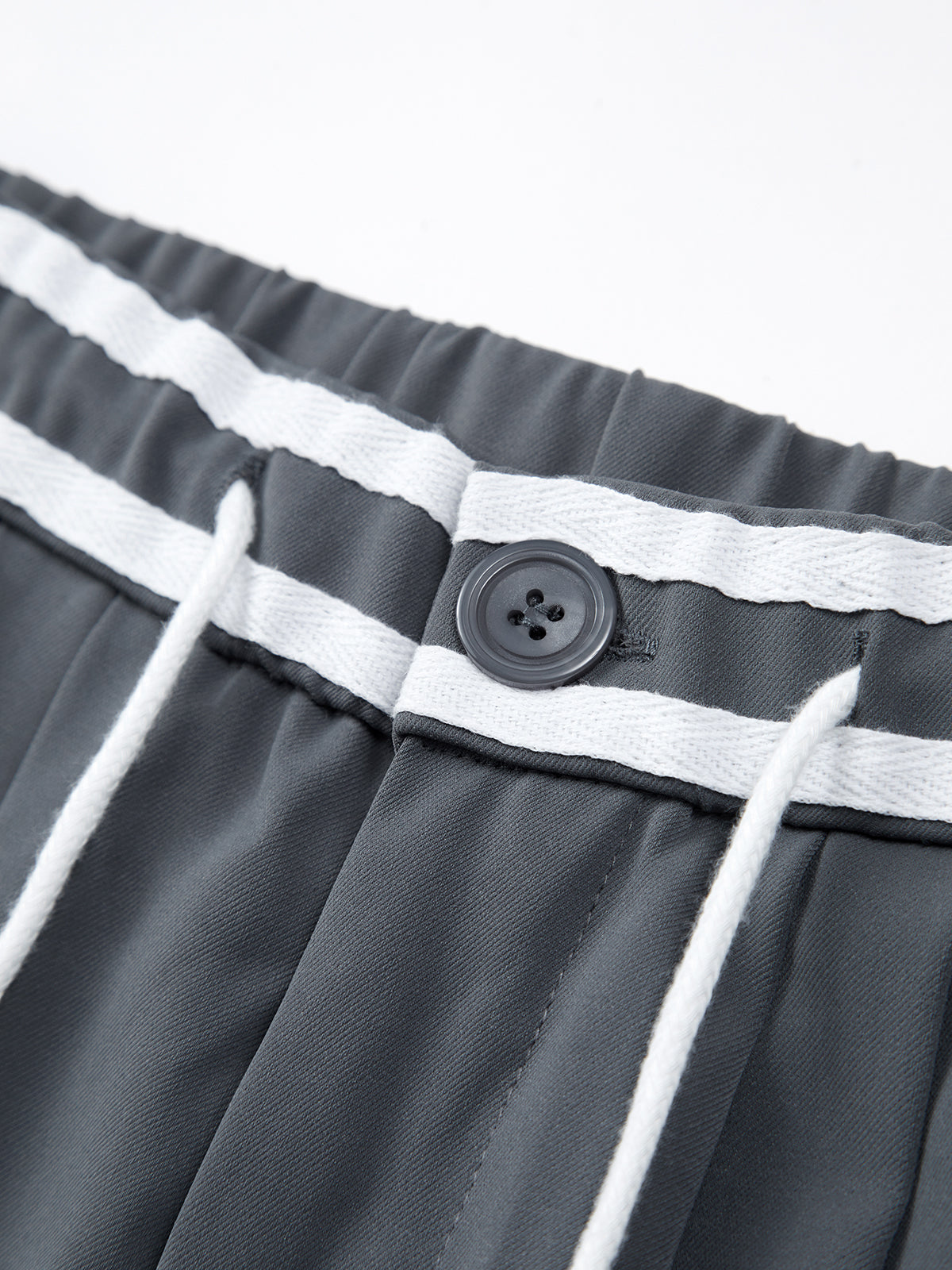 Contrast Binding Drawstring Straight Leg Pants