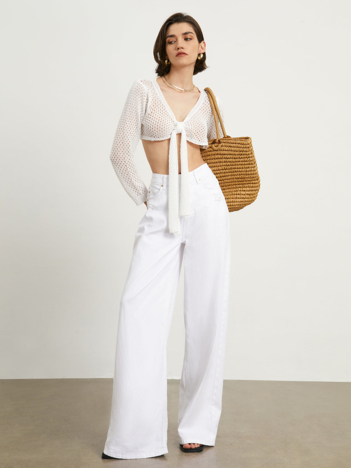 Tied Pointelle Cardigan