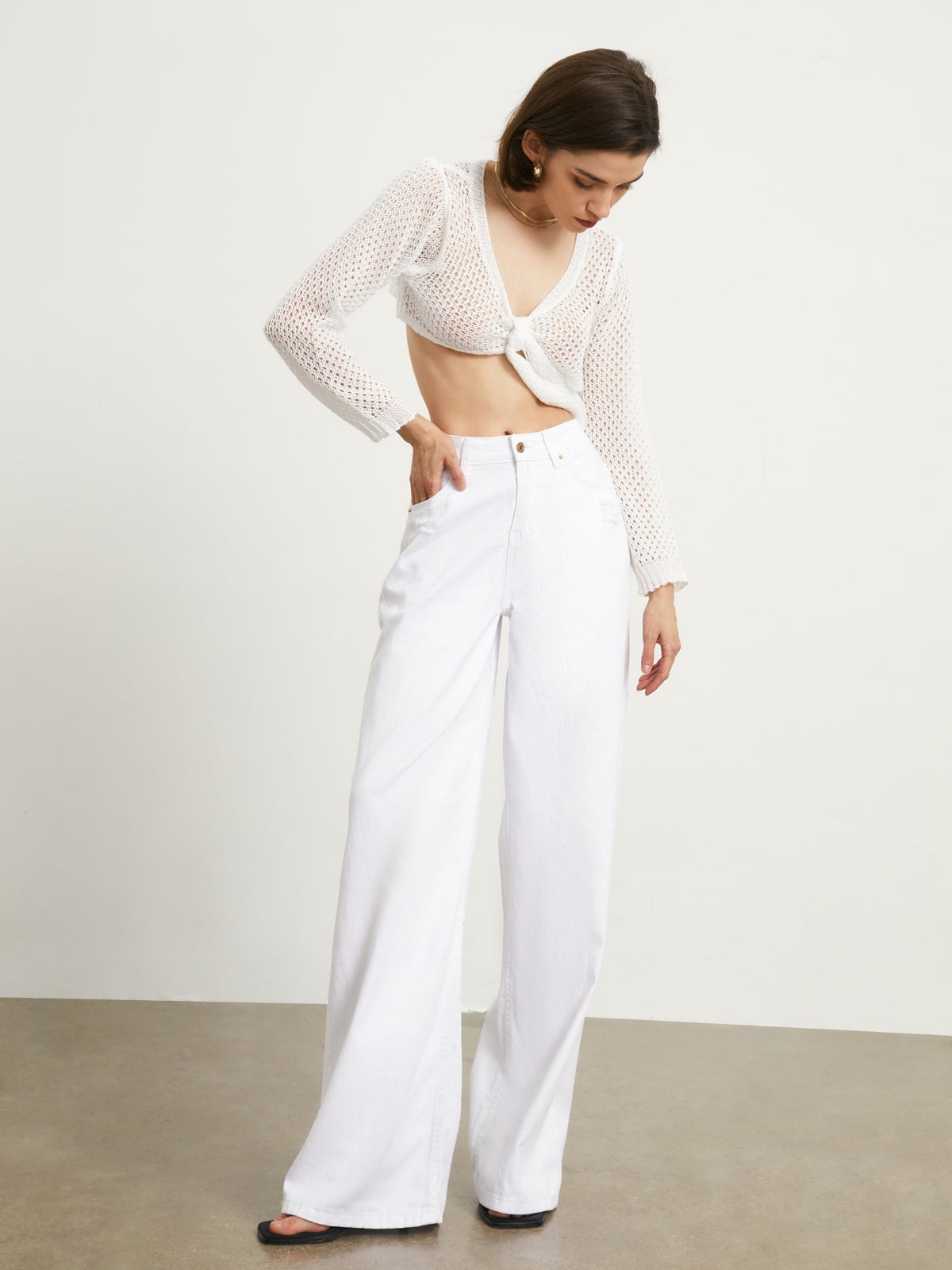 Tied Pointelle Cardigan