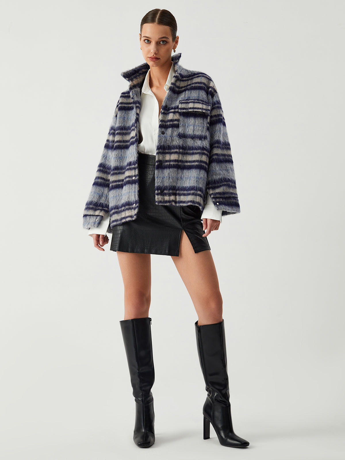 Plaid Fuzzy Jacket