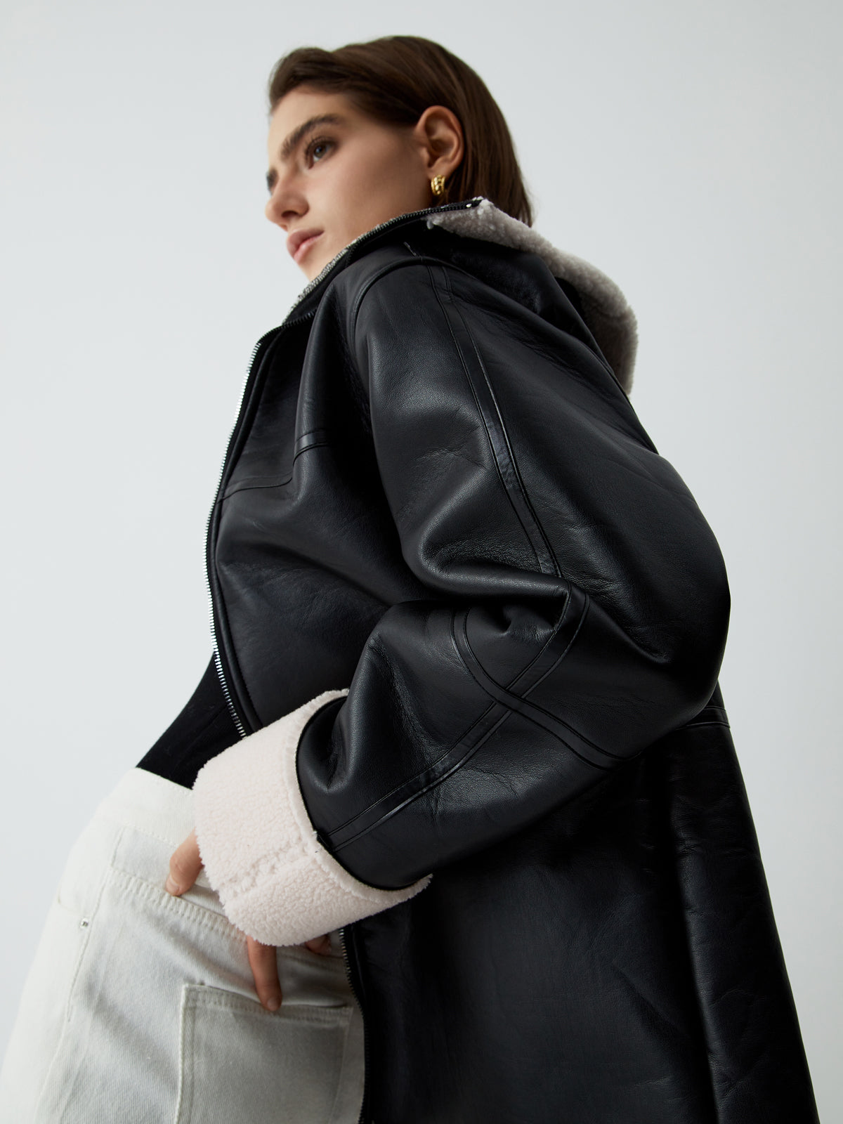 First Choice Sherpa Lined Shearling Leather Flight Jacket