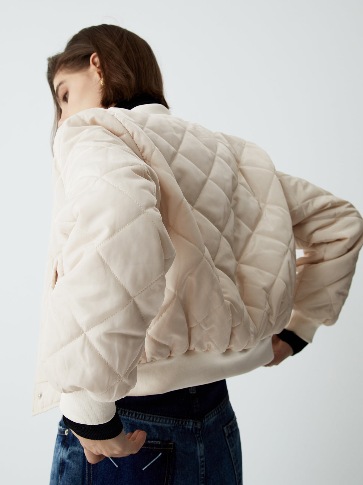 Creamy Lightweight Quilted Coat