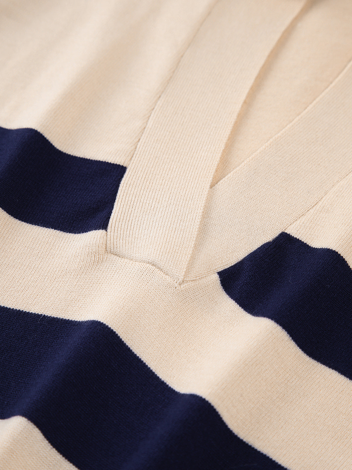 V-Neck Open Collar Stripe Sweater