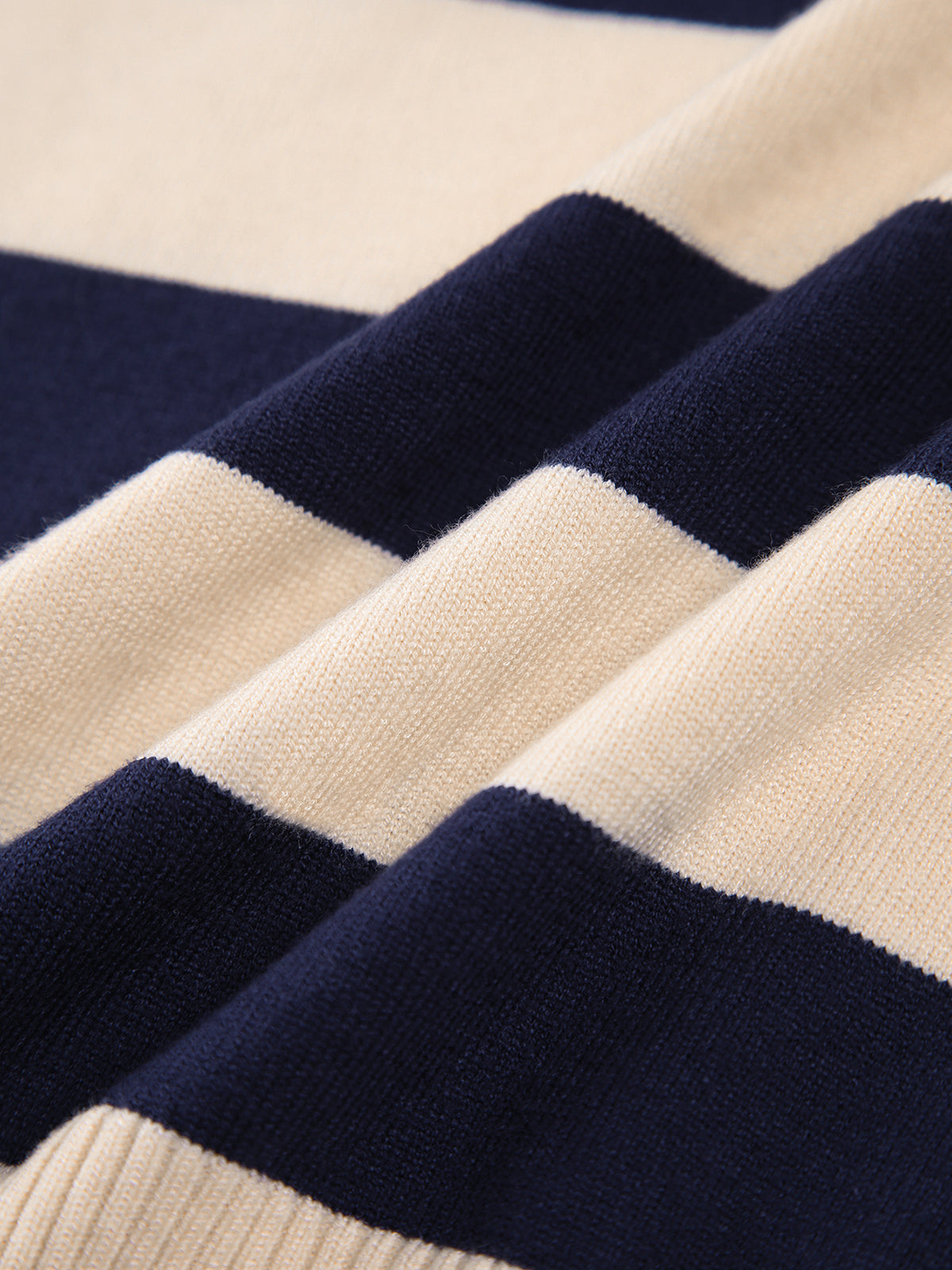 V-Neck Open Collar Stripe Sweater